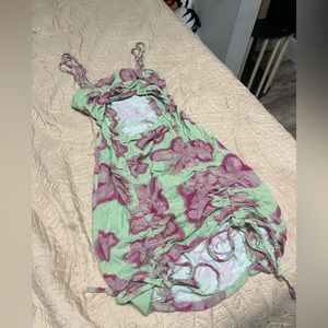 Green/pink flowered dress